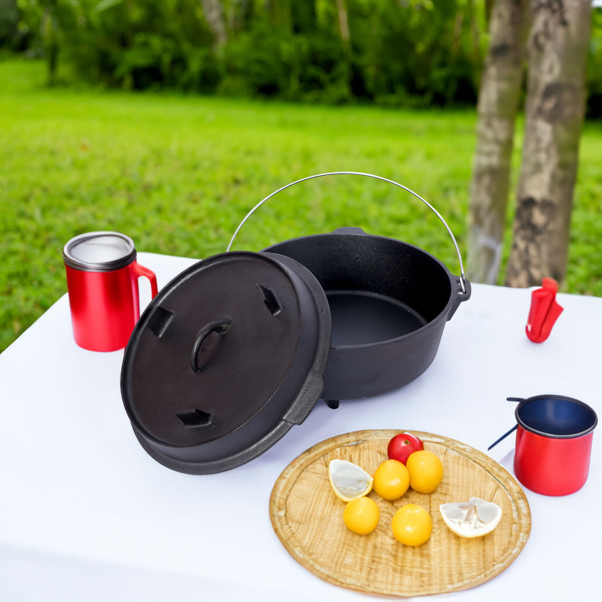 Cast iron Dutch oven with lid, outdoor camping deep pot, used for camping, cooking, barbecue and leg rest, 4.5 quarts - V.I.P Digital Presence