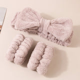 Wash face headband waterproof wrist strap set butterfly bow simple headband wrist 3-piece set - V.I.P Digital Presence
