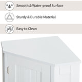 White Bathroom Cabinet Triangle Corner Storage Cabinet with Adjustable Shelf Modern Style MDF Board - V.I.P Digital Presence