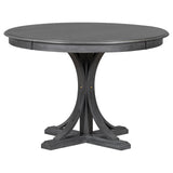 TREXM Five Piece Retro Round Dining Table Set with Curved Brackets and 4 Restaurant Cushioned Chairs (Dark Gray)