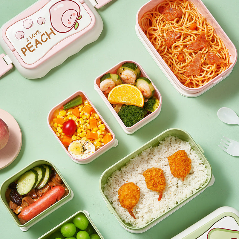 ins cartoon cute microwaveable large capacity double-layer portable lunch box lunch box - V.I.P Digital Presence