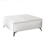 35 inch Wide Square storage benches Coffee Table with Lift Top Oversized Storage Ottoman in Upholstered for Living Room - V.I.P Digital Presence