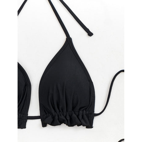Solid color lace up backless sexy bikini split swimsuit - V.I.P Digital Presence