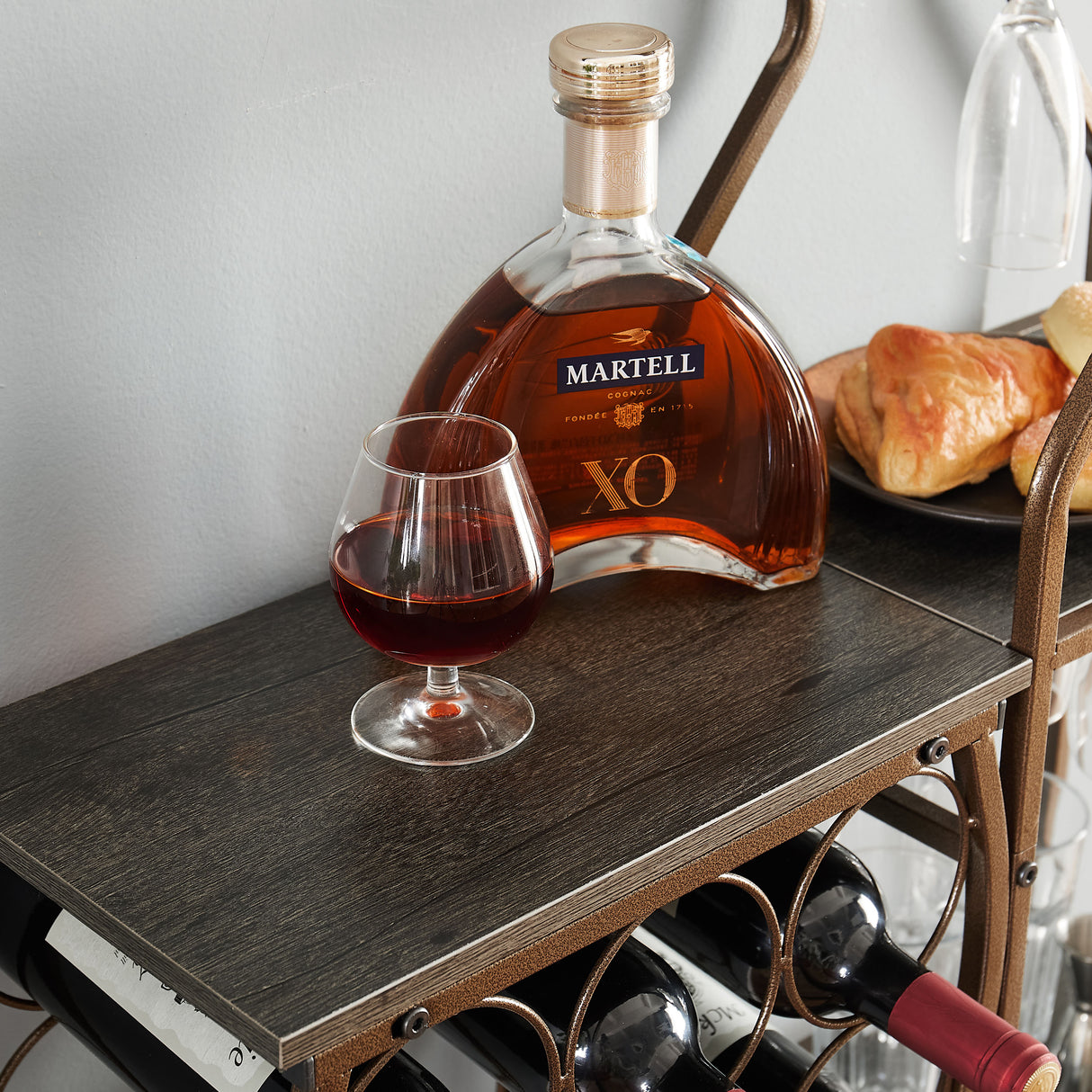 Grey 11 bottle wine grill, 5-layer independent wine rack, with hanging glass rack and storage rack for home wine storage - V.I.P Digital Presence