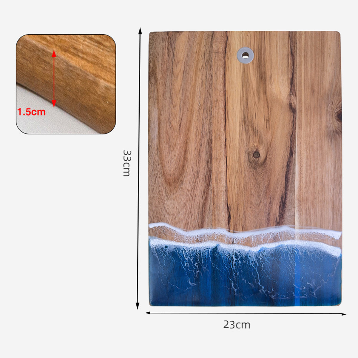 Wood Cutting Board Resin Blue green Wave Pattern - V.I.P Digital Presence