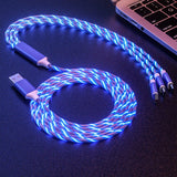 Can emit light multi head three in one charging cable streamer one to three data cable supports simultaneous charging - V.I.P Digital Presence