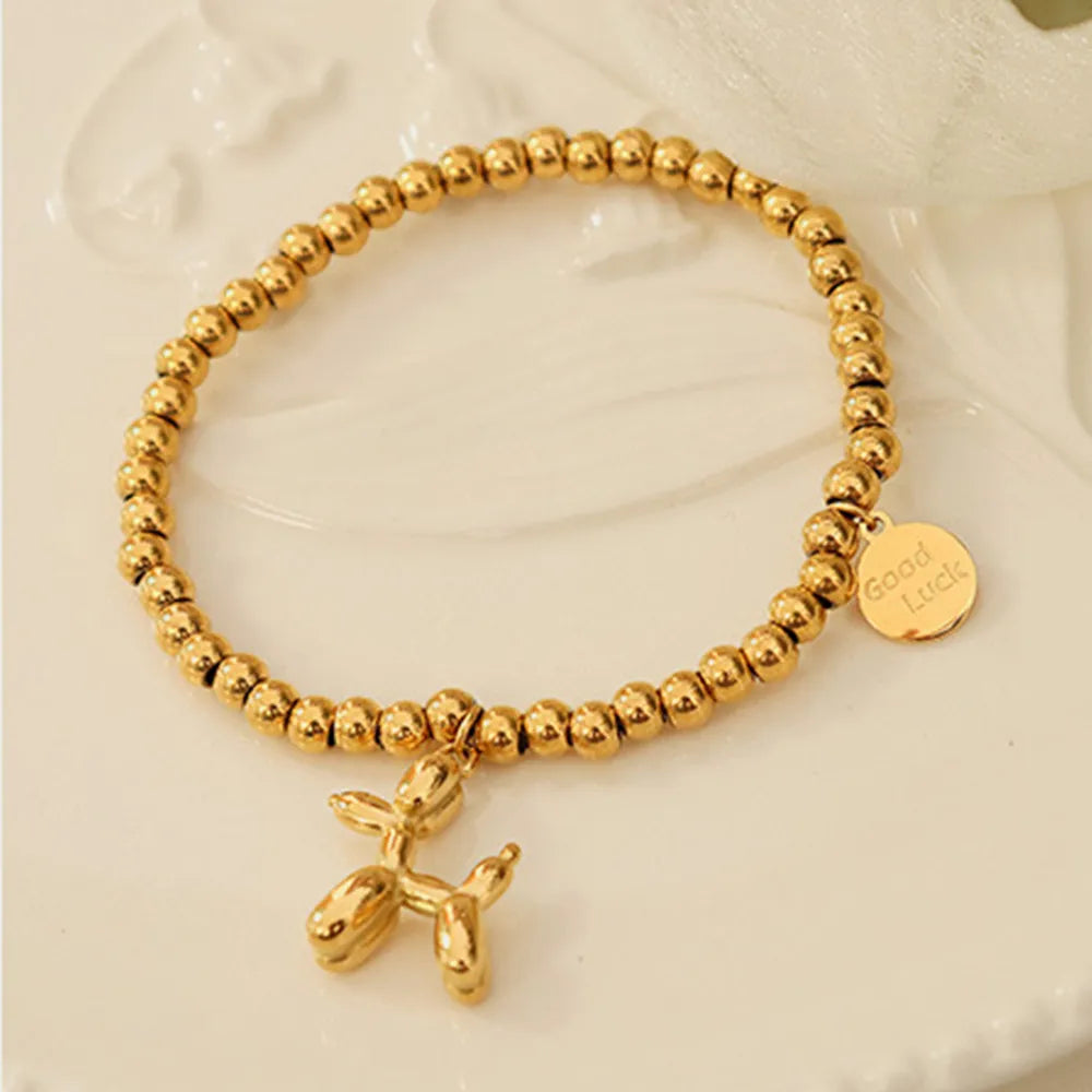 18K Gold-Plated Titanium Steel Puppy Shape Charm Bracelet - V.I.P Digital Presence