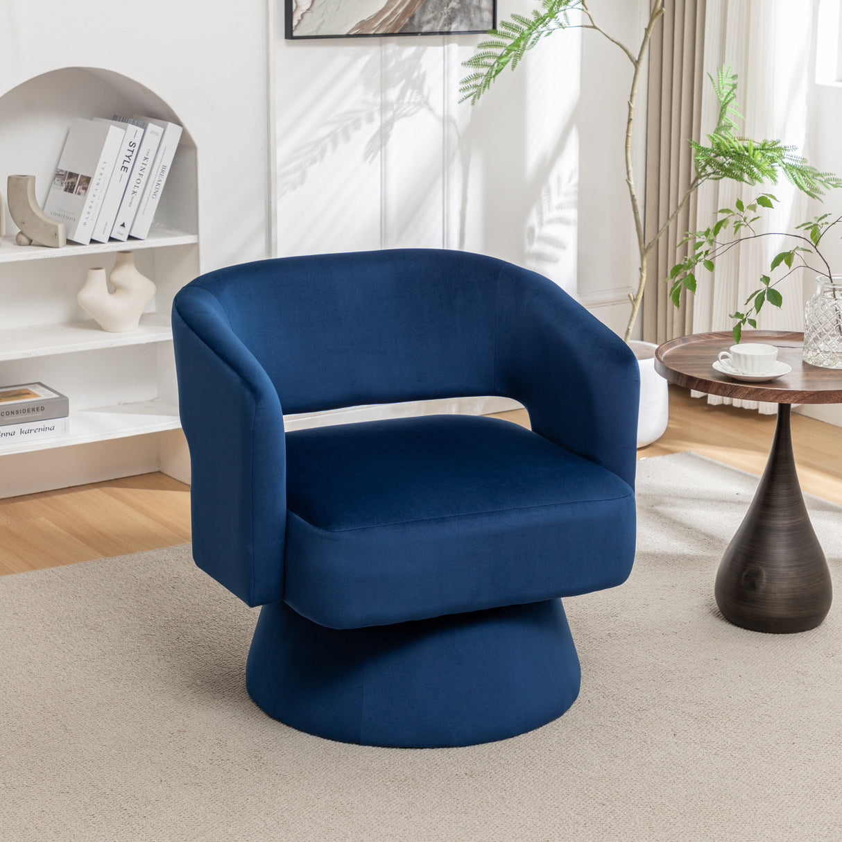 Swivel Barrel Chair, Velvet Accent Armchair 360 Degree Swivel Club Chair for Living Room Bedroom Reception Room - V.I.P Digital Presence