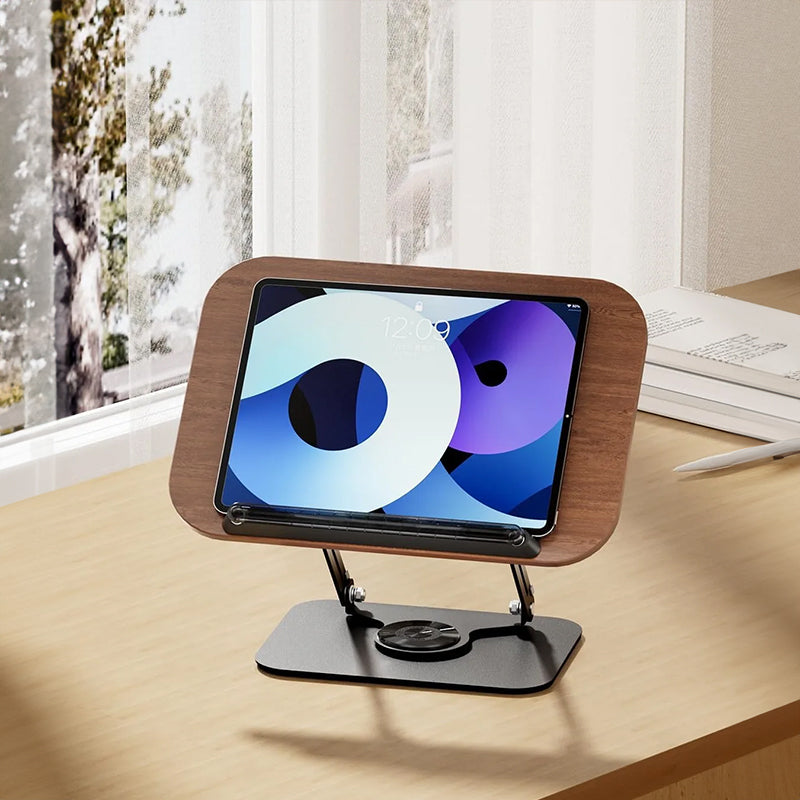Adjustable 360° Rotating Book Stand with Elastic Clips, for Cookbooks, Laptops & More - V.I.P Digital Presence