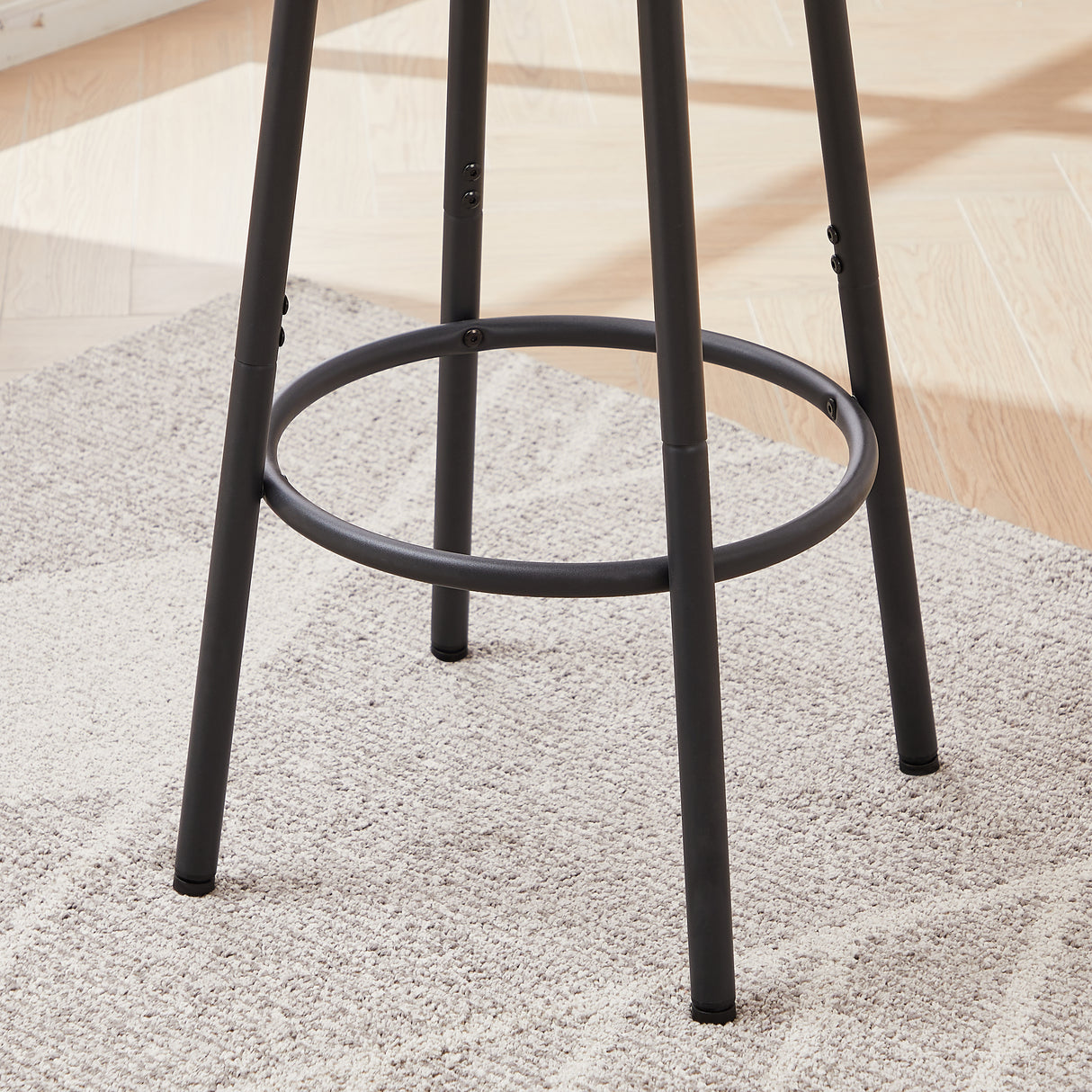 Round bar stool set with shelf upholstered stool with backrest Rustic Brown 23.62'' W x 23.62'' D x 35.43'' H - V.I.P Digital Presence