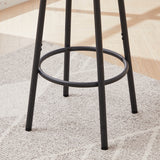 Round bar stool set with shelf upholstered stool with backrest Rustic Brown 23.62'' W x 23.62'' D x 35.43'' H - V.I.P Digital Presence