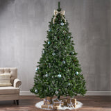 9' Glitter Bristle Mixed Hinged Tree with 72 Red Berry and 73 Pine Cones and 2099 tips,Dia:66 - V.I.P Digital Presence