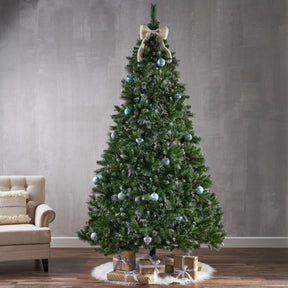 9' Glitter Bristle Mixed Hinged Tree with 72 Red Berry and 73 Pine Cones and 2099 tips,Dia:66 - V.I.P Digital Presence