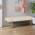 48'' Modern Ottoman Bench Velvet Bench Upholstered Footrest With Gold Metal Legs And Padded Seat For Bedroom Living Room - V.I.P Digital Presence