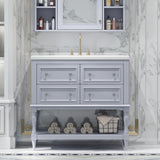 36" Bathroom Vanity Cabinet with Sink Combo Set, Undermount Resin Sink, Free Standing Vanity Set with 4 Drawers Blue - V.I.P Digital Presence