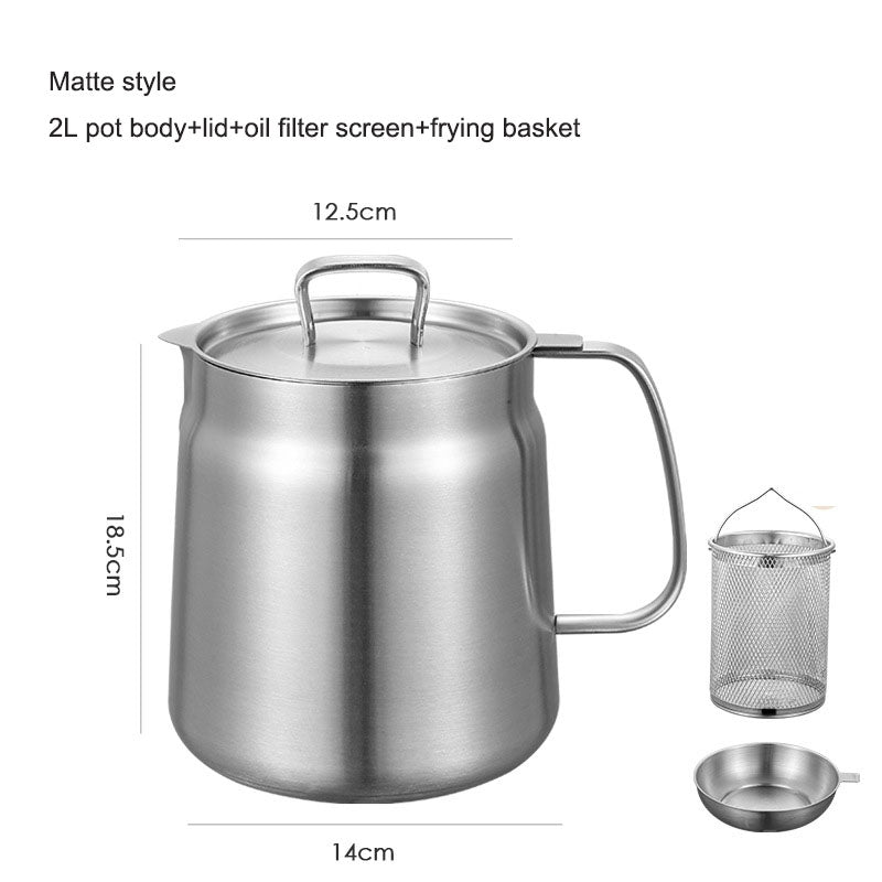 Stainless steel 304 oil filter pot, household oil storage tank with filter screen for separating oil residue, frying basket, fry - V.I.P Digital Presence