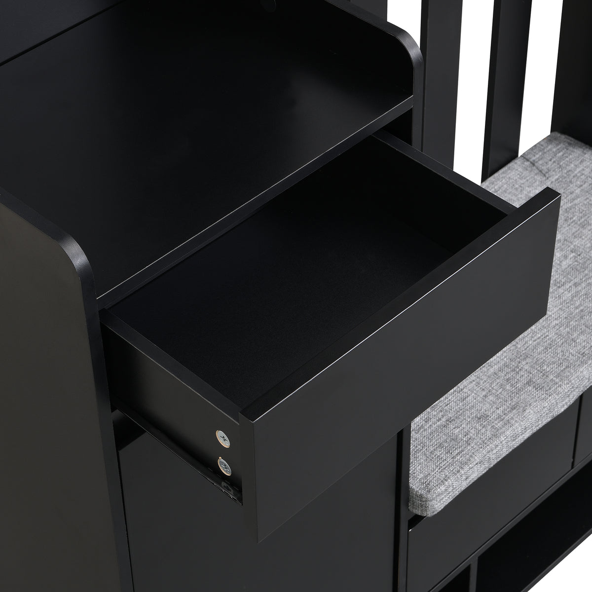 39.3'W70.8'H multifunctional corridor shoe cabinet with soft padded nail board and black hanger with entrance hook - V.I.P Digital Presence