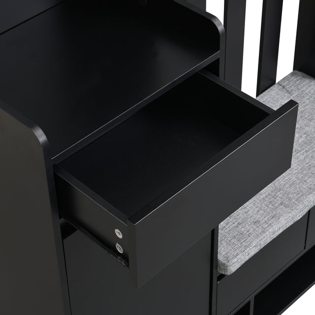 39.3'W70.8'H multifunctional corridor shoe cabinet with soft padded nail board and black hanger with entrance hook - V.I.P Digital Presence