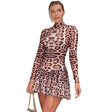 Fitted Leopard Print Long Sleeve Dress - V.I.P Digital Presence