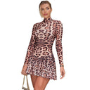 Fitted Leopard Print Long Sleeve Dress - V.I.P Digital Presence