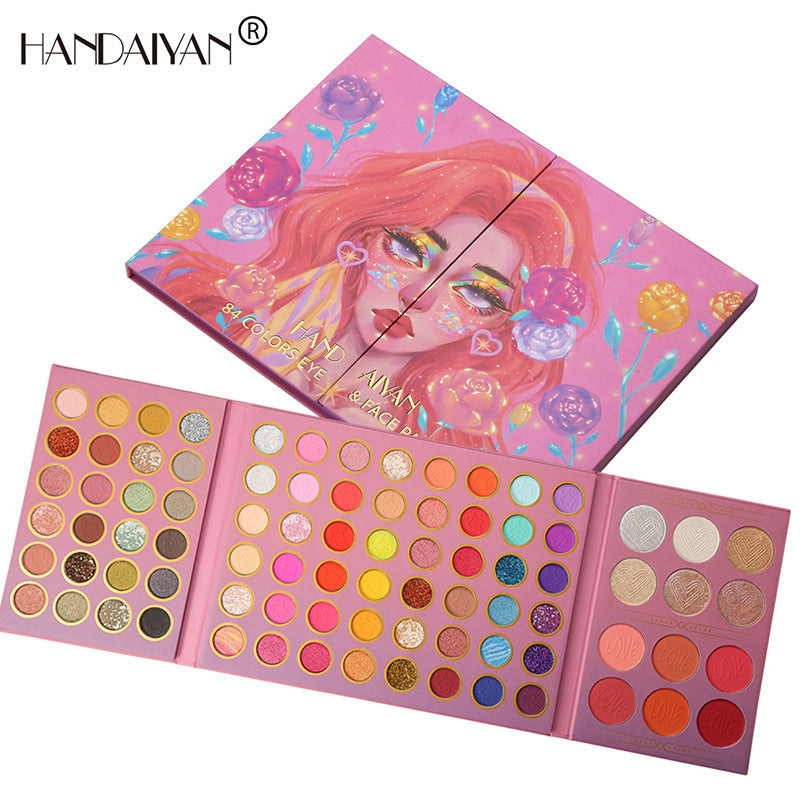 HANDAIYAN 84 Color Makeup Palette Eye Shadow + Blush + Highlight Eye Shadow Set Set Box Pearl Matte Eye Shadow - V.I.P Digital Presence