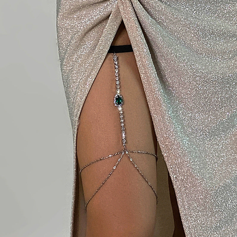 Lolita lace sexy leg ring body chain spicy girl beach fringe rhinestone thigh chain - V.I.P Digital Presence