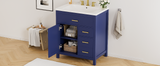 30-Inch Blue Bathroom Vanity with Ceramic Sink and Ample Storage - Ideal Choice for Small Bathrooms - V.I.P Digital Presence