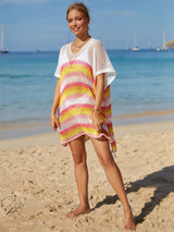 Cutout Striped Cover-Up with Tassel - V.I.P Digital Presence