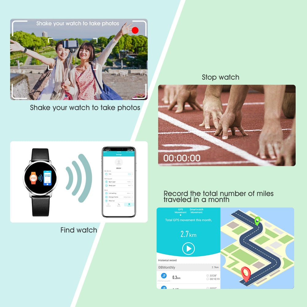 RUNDOING Q8 Smart Watch OLED Color Screen Smartwatch women Fashion Fitness Tracker Heart Rate monitor - V.I.P Digital Presence