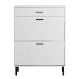 Independent shoe rack storage box with drawers and metal legs, modern shoe cabinet with 2 flippable drawers - V.I.P Digital Presence