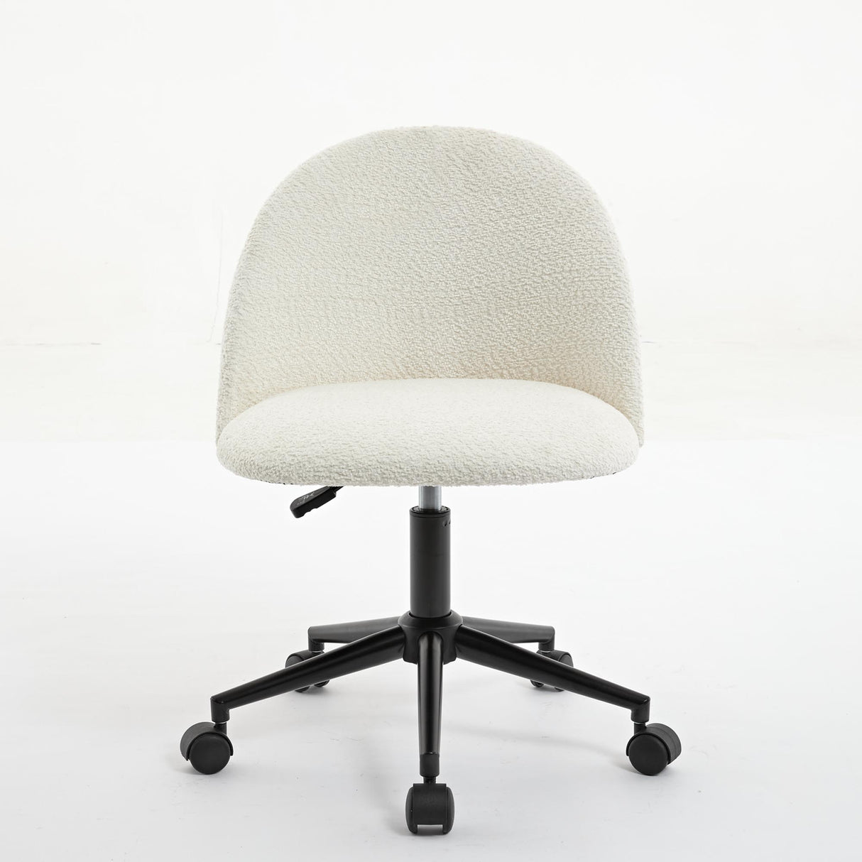 Velvet fabric office chair, mid back adjustable rotating computer chair, black legs, cushioned office chair with wheels ，White - V.I.P Digital Presence