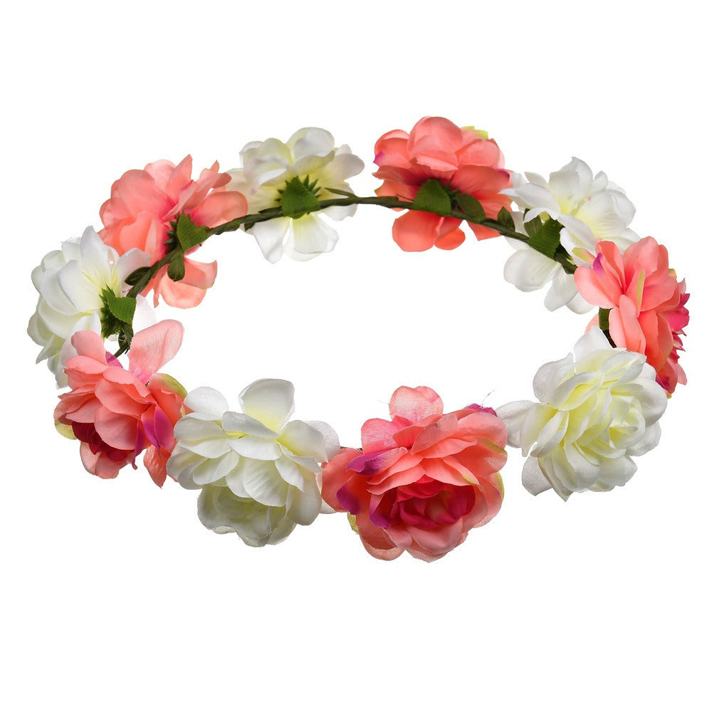 Bohemian Beach Rose Blossom Hair Hoop Bride Flower Ring Hair Strap - V.I.P Digital Presence