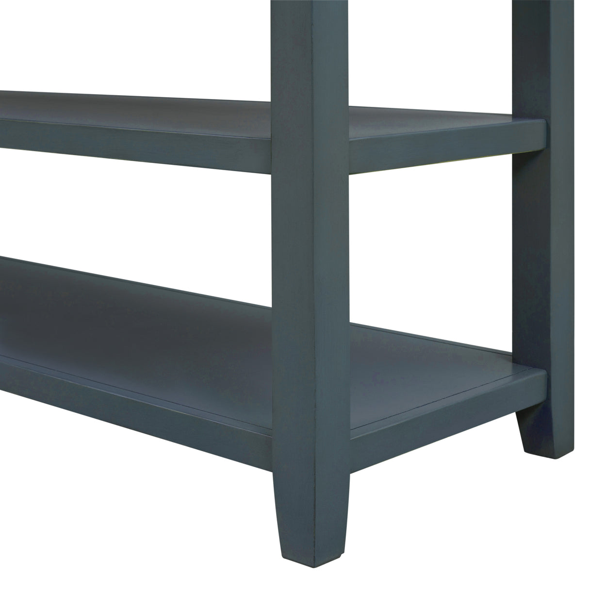 Retro Design Console Table with Two Open Shelves, Pine Solid Wood Frame and Legs for Living Room (Navy) - V.I.P Digital Presence