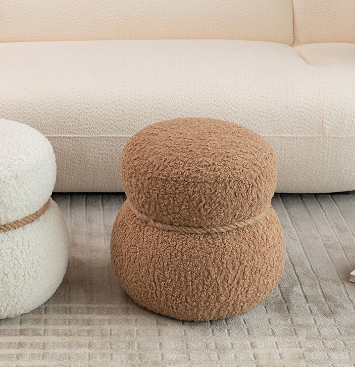 WKJ1Y Light camel snowman stool with plush Grig cushions, playful and cute, suitable for any space - V.I.P Digital Presence