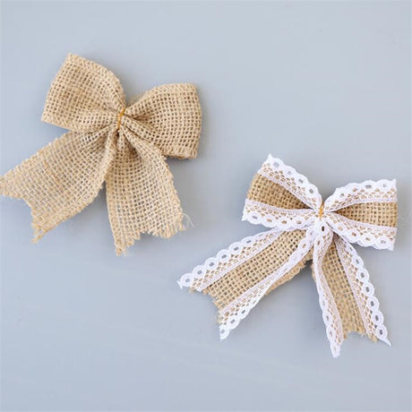 Vintage Natural Jute Burlap Lace Bows Ribbon Wedding Party Decoration Gift Box Packaging DIY Decoration Bowknot - V.I.P Digital Presence