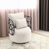 COOLMORE Upholstered Tufted Living Room Chair Textured Linen Fabric Accent Chair with Metal Stand - V.I.P Digital Presence