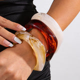 Vintage Irregular Dyeing Bracelet Round Wide Face Acrylic Bracelet for Women - V.I.P Digital Presence