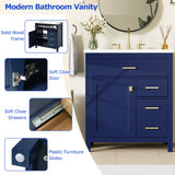 30-Inch Blue Bathroom Vanity with Ceramic Sink and Ample Storage - Ideal Choice for Small Bathrooms - V.I.P Digital Presence