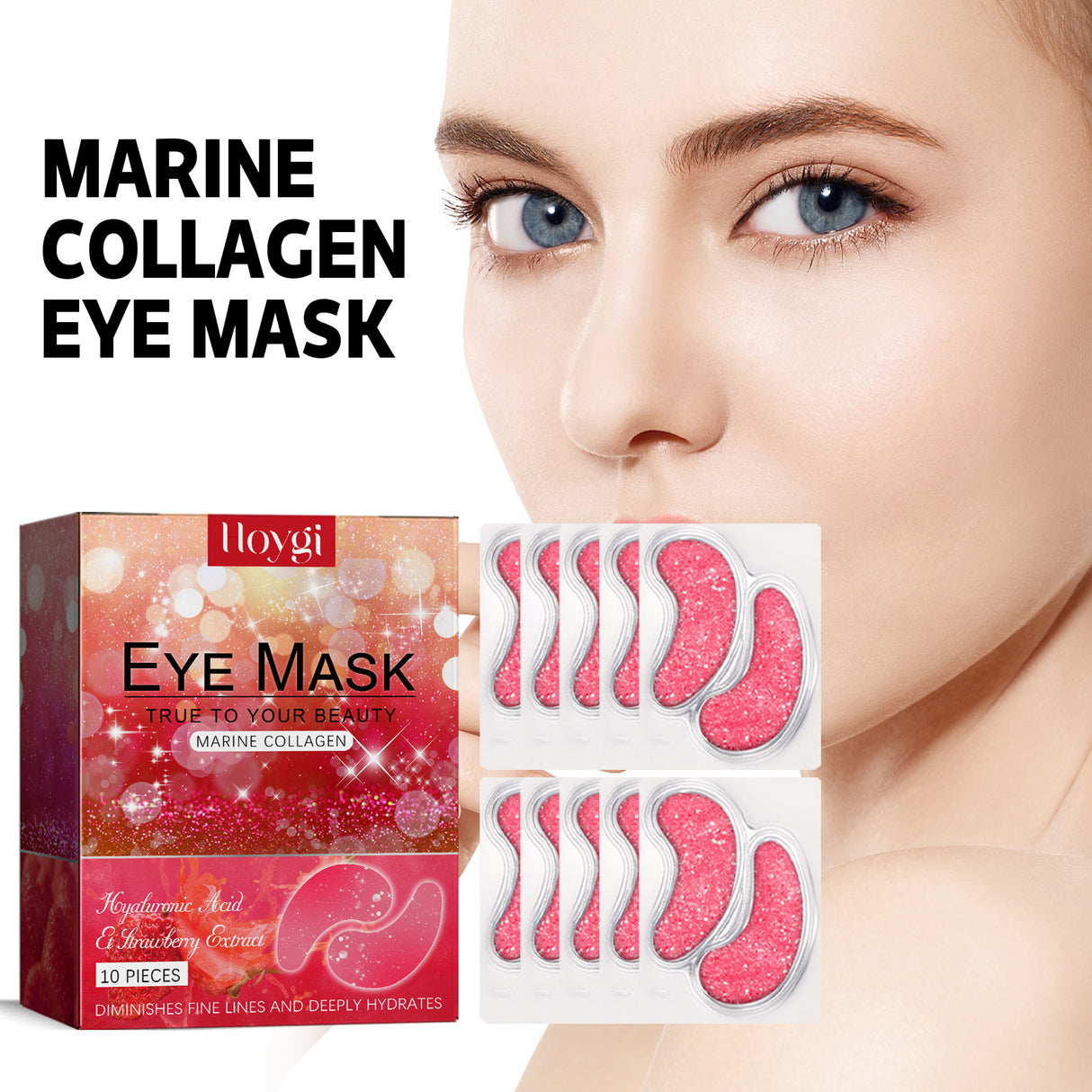 Strawberry Gel Patch Reduces Fine Lines Under Eyes, Bags Under Eyes, Dark Circles, Firming Eyes, Anti-Wrinkle Moisturizing Eye Patch