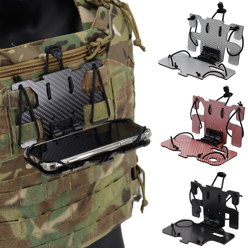 Tactical vest MOLLE system mounted carbon fiber tactical navigation board universal chest folding mobile phone carrier board - V.I.P Digital Presence