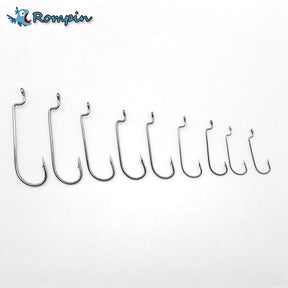 Rompin 100pcs Narrow J Bend Worm Hook for Carolina Rigs Bass Fishing Hooks - V.I.P Digital Presence