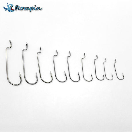 Rompin 100pcs Narrow J Bend Worm Hook for Carolina Rigs Bass Fishing Hooks - V.I.P Digital Presence