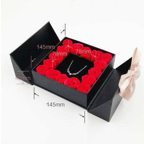 Double door 16 roses eternal flower gift box holiday necklace ring bracelet Valentine's Day jewelry packaging box - V.I.P Digital Presence