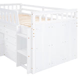 L-shaped Space-Saving Twin Loft and Twin Platform Bed with 7 Drawers and Full Guardrails(WHITE) - V.I.P Digital Presence