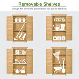 Wooden Garden Shed 3-tier Patio Storage Cabinet Outdoor Organizer Wooden Lockers with  Wood (Natural Wood Color -Shutter Design) - V.I.P Digital Presence