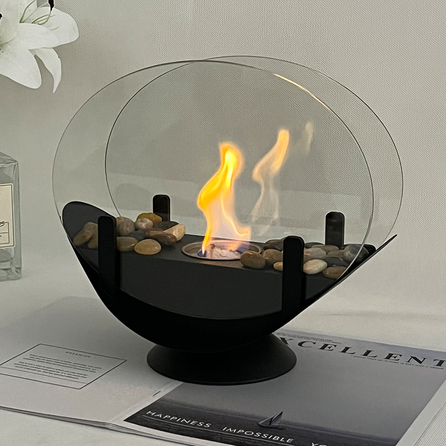 Small outdoor alcohol fireplace lamp indoor real fire heating atmosphere desktop rotating flame circular fireplace - V.I.P Digital Presence