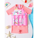 Children's buoyancy swimsuit for girls, babies, toddlers, princesses, short sleeved cartoon one-piece swimsuit for girls - V.I.P Digital Presence