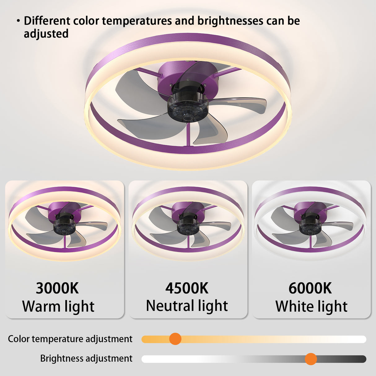 Ceiling Fans with Lights Dimmable LED Embedded installation of thin modern ceiling fans(Purple) - V.I.P Digital Presence