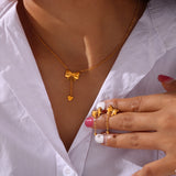 Titanium Steel Gold-Plated Bow Pendant Necklace - V.I.P Digital Presence