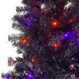 6FT artificial fir curved top Halloween tree, with 1080 lush branch tips and 300 LED lights in a Christmas and Halloween style - V.I.P Digital Presence